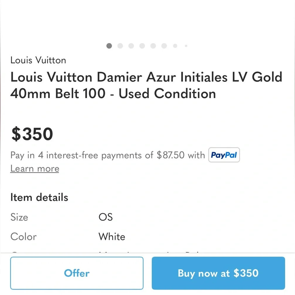 Louis Vuitton Damier Cream/Grey Initiales LV Gold 40mm Belt - Picture 14 of 14